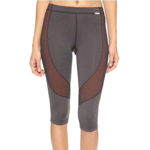 VPL Flexure Capri cropped Midrise Legging workout gym Gray Orange mesh womens m - Picture 1 of 6